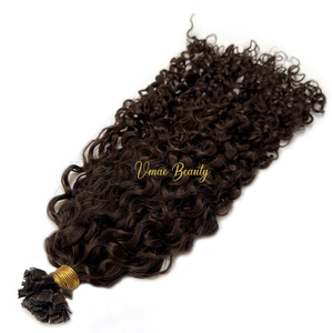 VMAE-Extensiones de cabello con punta rizada camboyana, color marrón oscuro #2, color chocolate, cabello humano con cutícula alineada, Remy <span class=keywords><strong>U</strong></span> I Flat K Tip - Product Image 4