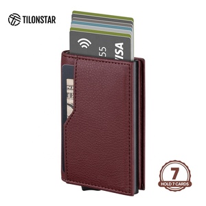 TILONSTAR TVC205 Newest Business Gifts Pop up <b>Wallet</b> Metal Aluminum Credit Card Case RFID Leather Card <b>Holder</b> - Product Image 1