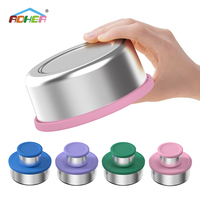 Aohea Gobelets à sauce ronds en acier inoxydable 304 Récipients à collation avec couvercles en silicone Boîte à lunch extérieure portable étanche pour enfants