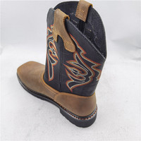 Chaussures en cuir véritable, bottes de sécurité montantes résistantes à l'huile, bottes de cowboy