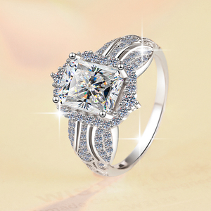 Feiner Luxus schmuck Rhodiniert S925 Sterling Silber 3 Karat Smaragd & Strahlend VVs1 Moissan ite Riesiger Verlobung sring für Frauen - Product Image 1