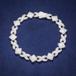 สร้อยข้อมือฮิปฮอปสุดหรูสำหรับผู้ชาย ประดับเพชรโมอิสซาไนต์ D VVS1 เงินแท้ 925 ดีไซน์ Cuban Link Chain เหมาะสำหรับงานปาร์ตี้และสไตล์สตรีทแฟชั่น - Product Image 2