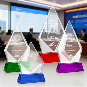 Trofeo Noble en Forma de Pirámide de Cristal, Multicolor, Grabado, Premio Corporativo de Finanzas, Reconocimiento por Logros Empresariales, Regalo - Product Image 1