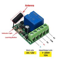 Module de relais sans fil QIACHIP 433 MHz DC 12V 10A 1CH, récepteur de commutateur à distance ON/OFF