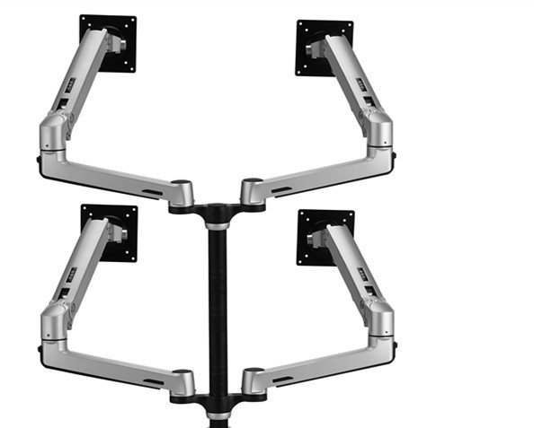 Factory Sale Aluminum Alloy Various Dual Arm Quad Monitor Stand Retractable Wall Mount Bracket Desktop Monitor Holder