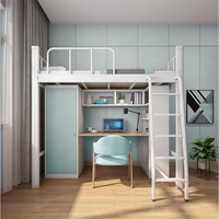 Lit superposé en métal pour dortoir étudiant avec casier, lits superposés pour adultes avec bureau