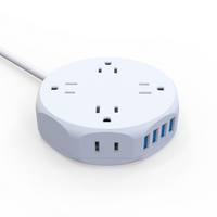 Stop Kontak Pintar Standar Amerika 3 Lubang 15A 1 USB 2 USB-C Bahan Tahan Api Kabel 1.5m Pengisian Cepat Rumah Tangga