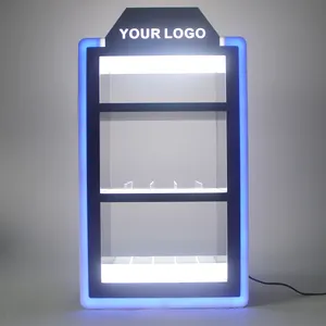 Échantillon gratuit présentoir de magasin de fumée Présentoirs en acrylique Comptoir RGB LED Vitrine de cigarettes de tabac éclairée