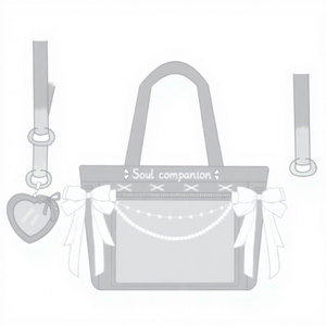 Bolsa de Mano <span class=keywords><strong>Ita</strong></span> de Gran Capacidad en Tela Satén Personalizada con Llavero de Corazón y Lazo de Cinta - Product Image 5