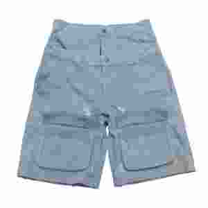 480GSM 100% Cotton men’s jeans shorts,Vintage Baggy Wide Leg denim shorts for men,Drawstring Double-<b>layer</b> belt men's jeans - Product Image 5