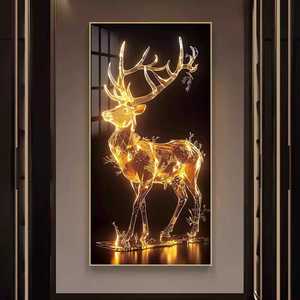 Sang trọng lối vào trang trí HD in Canvas LED Elk khung động vật nghệ thuật hiện đại Tempered Glass pha lê sứ sơn - Product Image 4