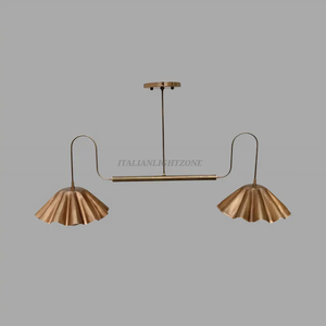 Lustre moderne élégant de style mi-siècle en laiton fait main, suspension plafond Sputnik italienne à 2 lumières, finition personnalisée, montage encastré - Product Image 2