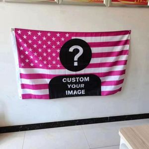 ธงพิมพ์ลายตามสั่งขายส่ง ธงอเมริกาสีชมพู ขนาด 3x5 ฟุต พร้อมรูปภาพและข้อความ ธงสำหรับใช้งานกลางแจ้ง - Product Image 2