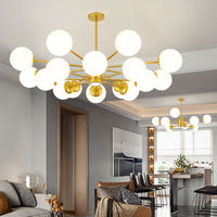 Lustres suspendus blancs en forme de bulles pour salon, style nordique moderne, boules de verre, couleurs de lumière réglables, luminaires suspendus au plafond