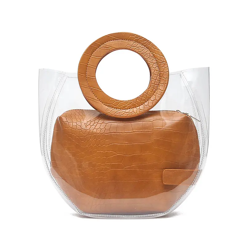 2020 Vintage dark brown good looking jelly shoulder bag Female Jelly Mini Bag PVC Transparent Waterproof Bolso Mujer