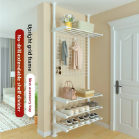 Porte-manteau modulaire télescopique antidérapant et flexible sans perçage pour entrée de magasin de vêtements, organisateur de vêtements au sol et au plafond
