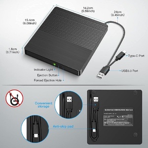 Grabadora de DVD y CD de Alta Velocidad, Unidad Óptica Externa USB 3.0, Compatible con Unidades de DVD Externas Profesionales - Product Image 2