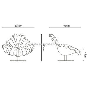 Chaise pivotante en tissu <span class=keywords><strong>de</strong></span> fleurs en velours moderne <span class=keywords><strong>de</strong></span> design créatif italien Villa Chaises à pétales simples pour salon Meubles - Product Image 4