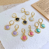 Boucles d'oreilles créoles Hoogie en acier inoxydable 316L, design résine, pavées de zircons, plaqué or 18K PVD, bijoux géométriques creux