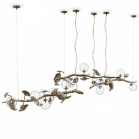 Lustre moderne de luxe en laiton en forme de branche d'arbre, globe en verre transparent, lampe suspendue linéaire personnalisée pour table à manger, salon, hall d'hôtel