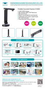Escáner de Documentos Portátil de Alta Velocidad Eloam S1000C 15MP A4, Interfaz USB2.0, Tecnología <span class=keywords><strong>OCR</strong></span> para Uso en Bibliotecas - Product Image 6