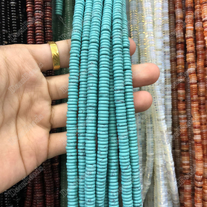 Heishi espaciador Rondelle cuentas de piedras preciosas Strand Aventurina Unakite de ónix ágata turquesa Abacus disco para hacer collares 2x6mm - Product Image 6