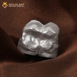 Goldleafgem Base en Blanco para Grillz de Doble Diente de Plata 925 Chapada en Platino con Incrustación de Moissanita VVS Sin Engastar, Estilo Hip Hop, Personalizable, Certificado - Product Image 2