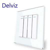 Panneau d'interrupteur en verre cristallin trempé Delviz, contrôleur de puissance carré AC 110V~250V 16A, interrupteur mural à bouton-poussoir 4 voies 2 directions