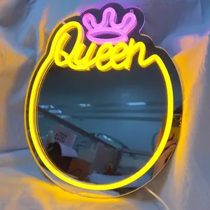 Kraliçe Neon burcu dim LED kazınmış ayna ev stüdyo sevgililer günü doğum günü hediyesi duvar asılı Bar düğün mağazaları merkezi DC - Product Image 1