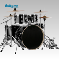 Batterie de jazz professionnelle 5 fûts 2/3/4 cymbales avec petit système de suspension, en bois de bouleau, double couche, peau en papier huilé