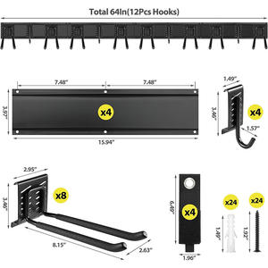 JH-Mech 고강도 마당 차고 공구 정리대, 64인치 900lbs 하중 조절 가능 블랙 스틸 차고용 공구 선반 - Product Image 2
