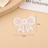 Patch en tissu brodé en dentelle d'organza couleur macaron, avec nœud et découpes en maille transparente, pour accessoires capillaires, garnitures de vêtements DIY et embellissements