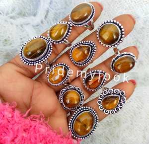 แหวนพลอยตาเสือชุบเงินเครื่องประดับที่ทันสมัยสำหรับงานแต่งงานงานหมั้นของขวัญวันครบรอบ - Product Image 2