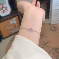 Bracelet ajustable en or jaune 18 carats avec diamant rose de laboratoire taille émeraude romantique et diamant de laboratoire couleur fantaisie pour femme, création de designer