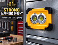 Lampe de travail LED COB rechargeable 12V W853, corps jaune, panneau solaire, batterie 6600mAh, autonomie 3-5h, base magnétique, lumière du jour 5000K