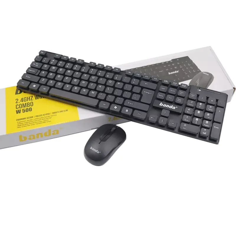 Factory supply W500 wireless keyboard and mouse basic black office ultra-thin portable 2.4G wireless keyboard and mouse combo