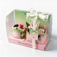 Boîte à gâteau carrée transparente personnalisée Sunshine avec impression numérique, doublure en éponge, ruban et poignée pour l'emballage de gâteaux