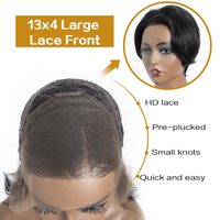 Perruques Lace Front Coupe Pixie Cheveux Humains, Perruques Lace Front 13x4 Cheveux Humains, Perruques Courtes Bob Raides Lace Front pour Femmes
