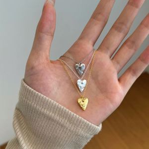 Dylam, fournisseur professionnel de bijoux, chaîne en argent S925, zircone cubique 5A, surface givrée, pendentif en forme de cœur, colliers - Product Image 2
