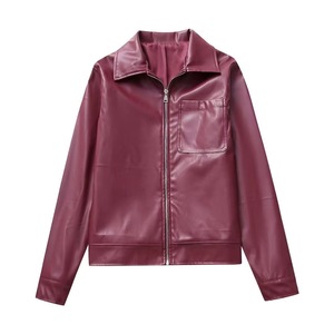 2025 Vintage haute qualité Streetwear femmes en <span class=keywords><strong>cuir</strong></span> PU Bomber veste hiver Zip revers respirant dame <span class=keywords><strong>moto</strong></span> manteaux - Product Image 3