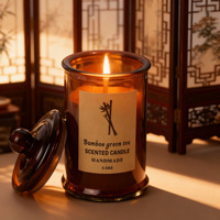 Bougie parfumée artisanale en verre ambré, confortable et élégante, 3,5 oz, étiquette vintage, aromathérapie, décoration pour chambre, maison, hôtel, vente chaude