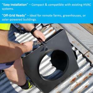 Ventilador Axial Industrial <span class=keywords><strong>de</strong></span> Techo <span class=keywords><strong>de</strong></span> 24V CC <span class=keywords><strong>con</strong></span> Energía Solar, 60W, Construcción <span class=keywords><strong>de</strong></span> Acero Galvanizado, Diseño Patentado para Extracción <span class=keywords><strong>de</strong></span> Humo en Cocinas - Product Image 6