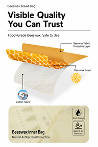 Sac en tissu réutilisable pour le stockage des aliments, en lin biologique avec cire d'abeille, pliable, avec longues poignées, pour pain fait maison au levain, 13 x 17 pouces - Product Image 4