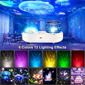 Lámpara de Proyección LED 3D con Diseño de Gipsófila, Giratoria, Musical, Recargable, Moderna, Regulable, con Proyección de Océano, para Decoración del Hogar, Dormitorio, Niños - Product Image 5