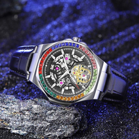 Reloj Mecánico Automático para Hombre OEM, con Brillo Nocturno, Correa de Cuero Luminosa, Esfera de Zafiro, Resistente al Agua, Diseño Elegante