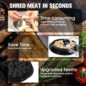 เครื่องหั่นไก่โปร10.8 "ฝาใสพร้อมที่หนีบอาหาร9" ที่ปาดอกไก่และแปรงเครื่องมือหั่นบิดสำหรับเนื้อ<span class=keywords><strong>หมู</strong></span>เนื้อปราศจากสาร BPA - Product Image 4