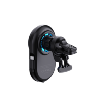 Chargeur sans fil pour voiture avec câble rétractable, support pour grille d'aération, support à ventouse pour tableau de bord