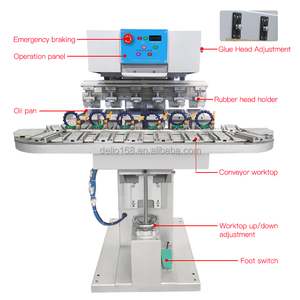 Machine d'impression automatique <span class=keywords><strong>de</strong></span> <span class=keywords><strong>tampon</strong></span> <span class=keywords><strong>de</strong></span> bande transporteuse 6 couleurs avec convoyeur pour casque <span class=keywords><strong>de</strong></span> sécurité d'impression/marchandises en plastique/bracelet en Silicone - Product Image 3