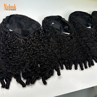 Perruque mi-tête bouclée birmane avec cordon de serrage facilement ajustable, 100% cheveux humains bruts vietnamiens, alignés sur la cuticule, sans colle