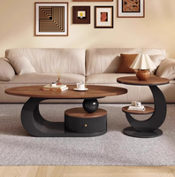 Ensemble de tables basses en noyer, légèrement luxueuses et sophistiquées, table centrale, nouveau design, style vintage français pour petit salon